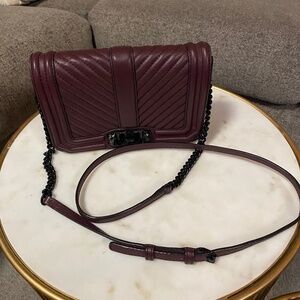 Rebecca Minkoff Burgundy Small Love Leather Quilted Crossbody Bag